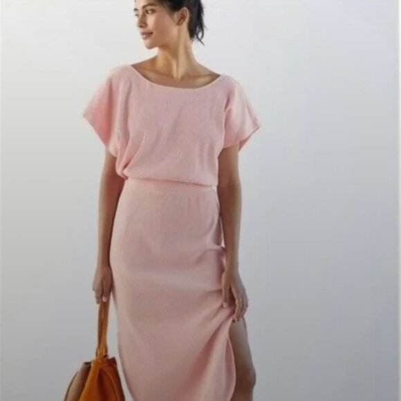 Daily Practice Peach Relaxed Ribbed Dress with Crossed low back - Picture 2 of 8